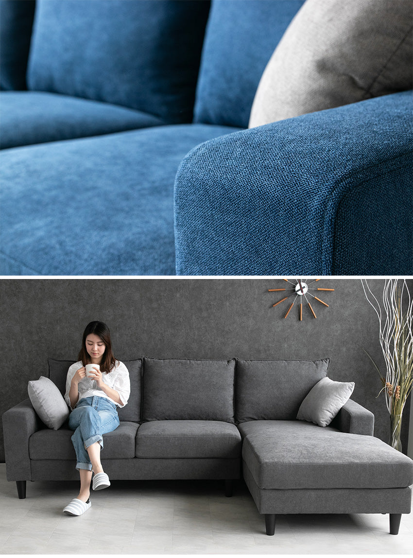 lushroom カウチソファ 3人掛け ファブリック ソファー グレー