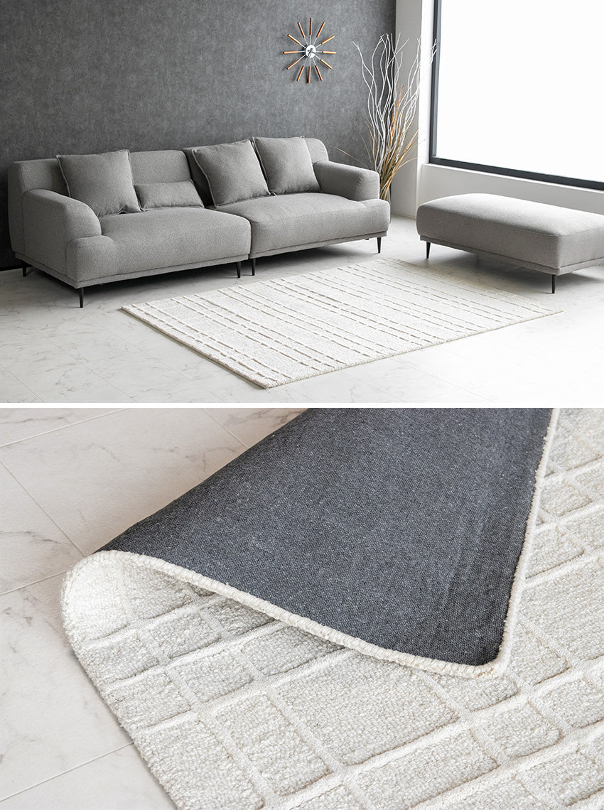 lushroom 【200×250cm】 ラグ 天然 ウール 無染色 幾何学模様