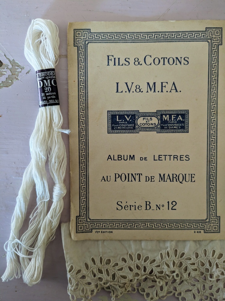 フランスアンティーク 刺繍メルスリーセット