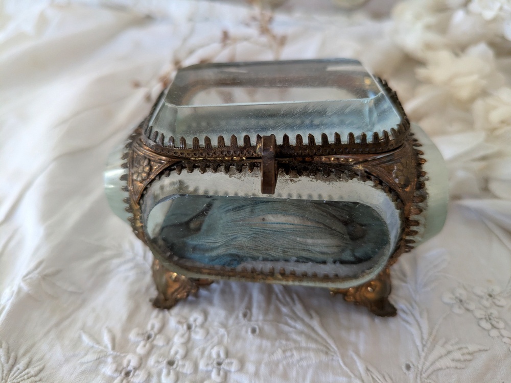 フランス 19世紀末 ベベルガラスのジュエリーボックス