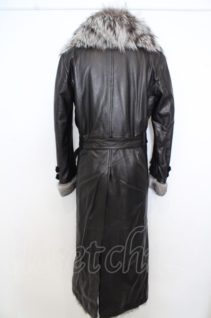 TORNADO MART コート.マキシレザーコンビファー'19AW /ブラック/M O-23