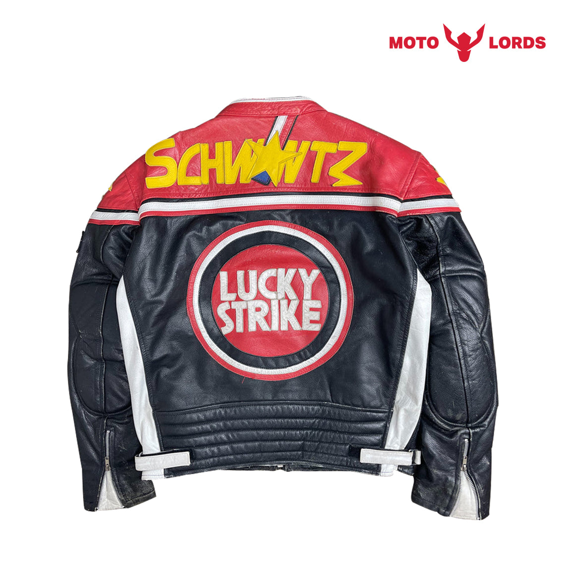 Lucky Strike Leather Jacket in Red and Black – Motorcycle Riding