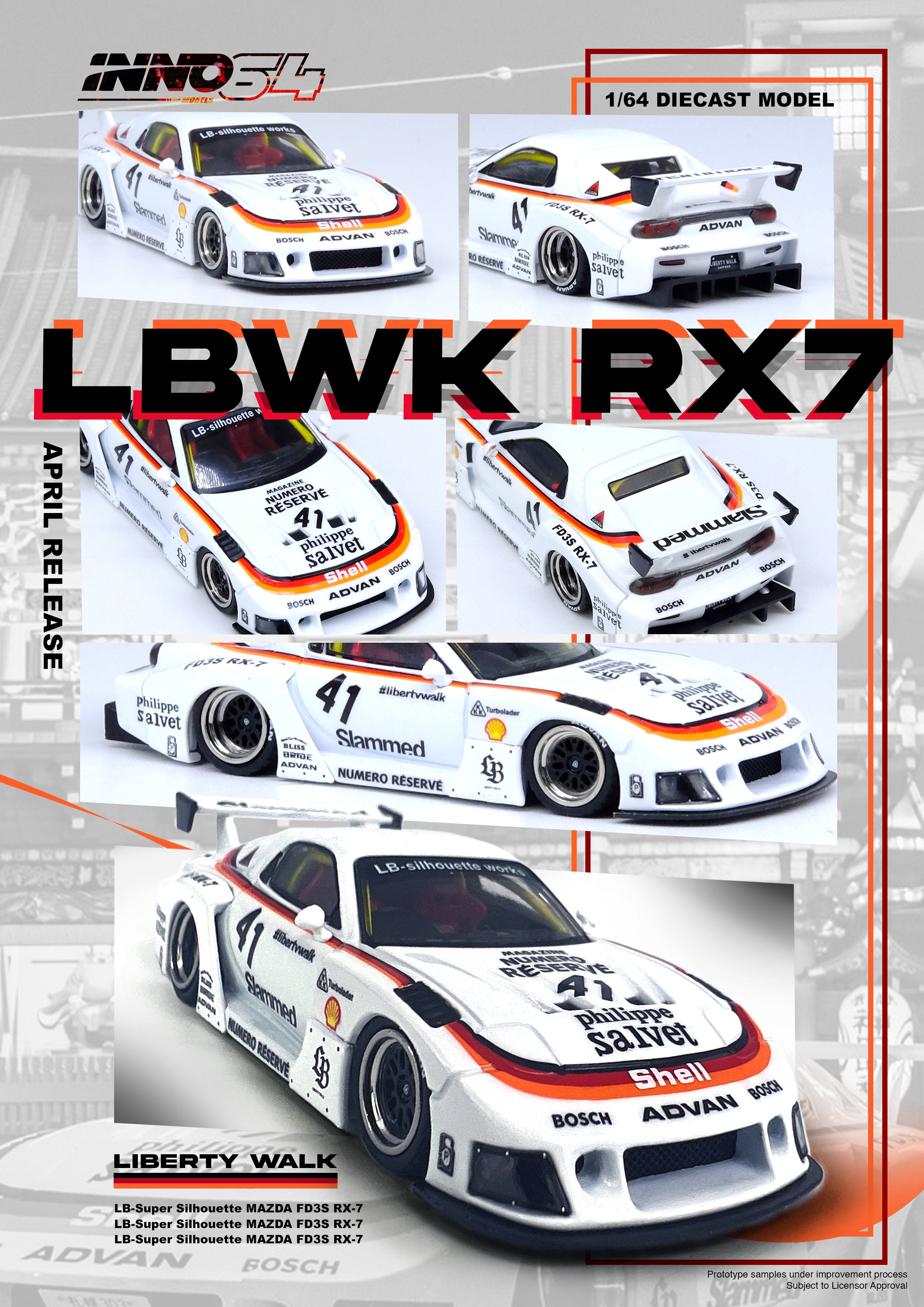 INNO64 1:64 Mazda RX7 (FD3S) LB-SUPER SILHOUETTE in White – Model