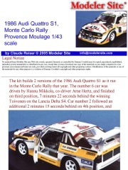 1/43キット プロバンスムラージュ アウディ S1 Gr.B 1986 1/43キット