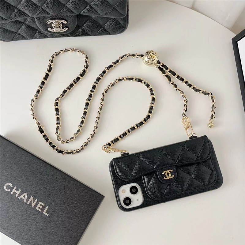 シャネル iphone ケース ショルダー チェーン付き chanel iphone15