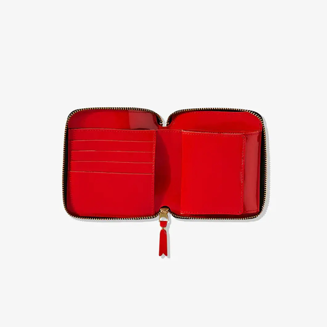 COMME des GARCONS 二つ折り ZIPウォレット Reversed Hem レッド