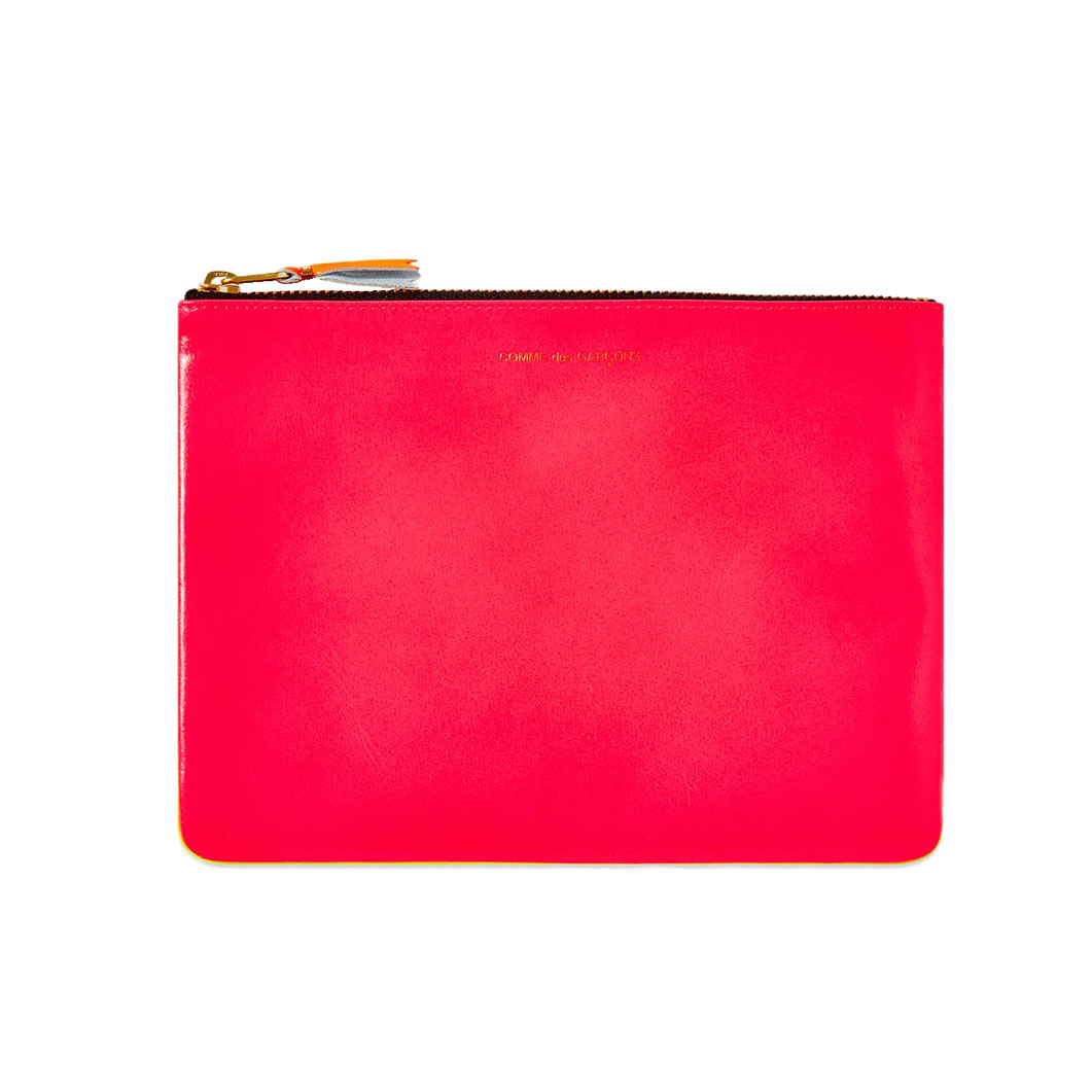 COMME des GARCONS ZIPポーチ Super Fluo ピンク／イエロー ラージ