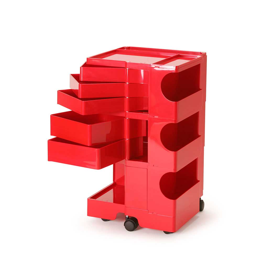 ボビーワゴン 3段5トレイ レッド(レッド)：ホーム