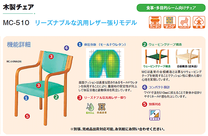 デイサービス、グループホーム、介護福祉施設におすすめ木製チェア MC