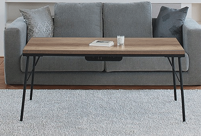 こたつテーブル 古材風アイアン 高さ調節ハイタイプ ブルック120