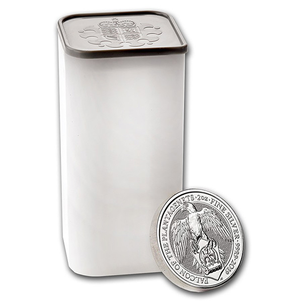 Buy 2 Oz British Silver Falcon of the Plantagenets Coins [The