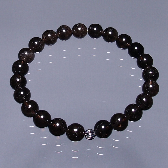 BYS108 山梨県黒平産黒水晶8mm玉ブレスレット 山梨の職人が製作した
