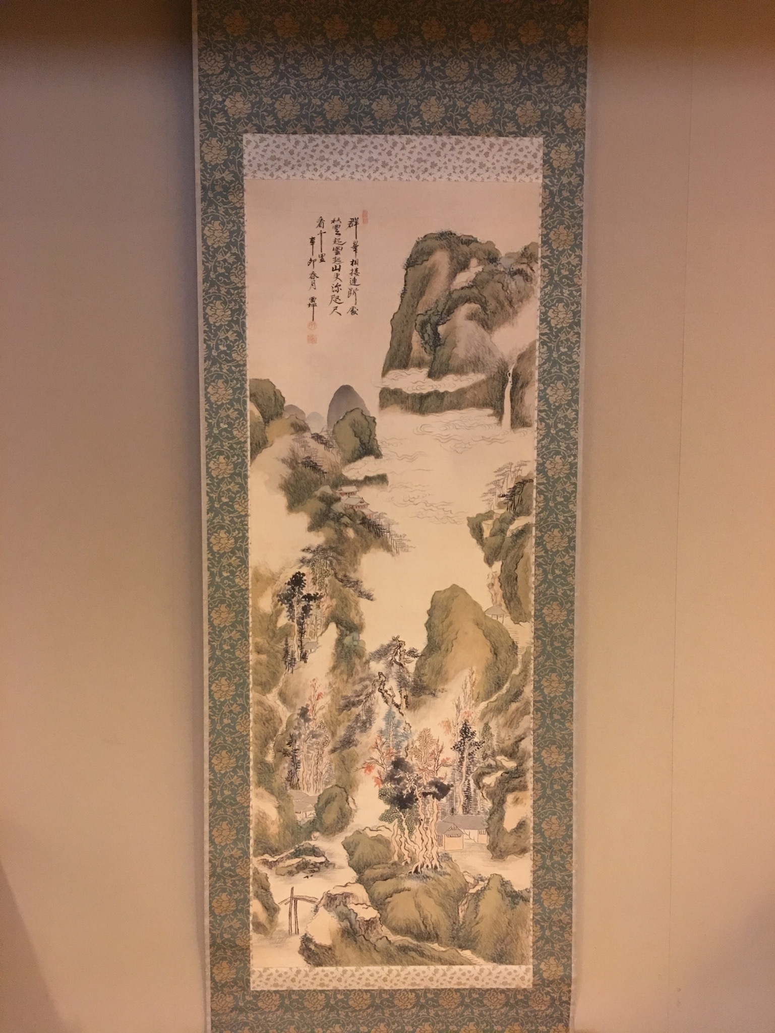 複製/高橋草坪/元吉/林和靖図/青緑梅花山水図/掛軸/名家伝来/AC-732