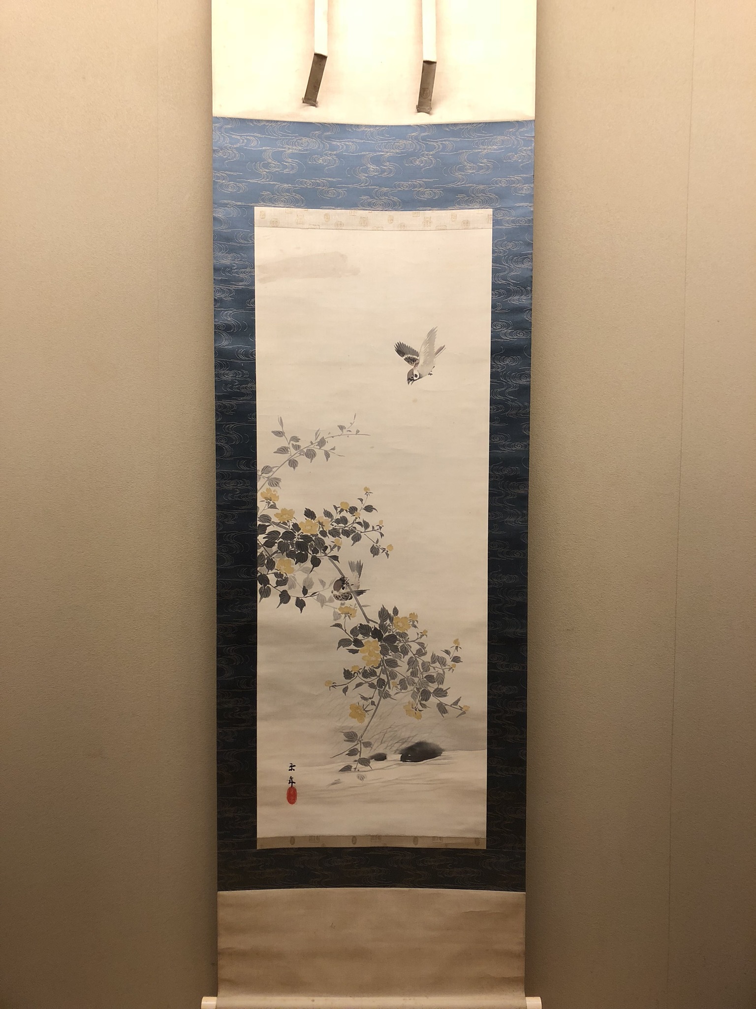 今尾景年 棣棠雀図｜古美術・掛け軸の販売・買取・鑑定-松本松栄堂