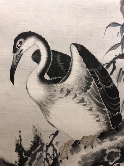 熊代熊斐 柳鵜図｜古美術・掛け軸の販売・買取・鑑定-松本松栄堂