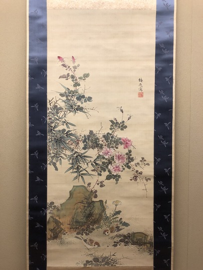 山本梅逸 月季双雀図｜古美術・掛け軸の販売・買取・鑑定-松本松栄堂