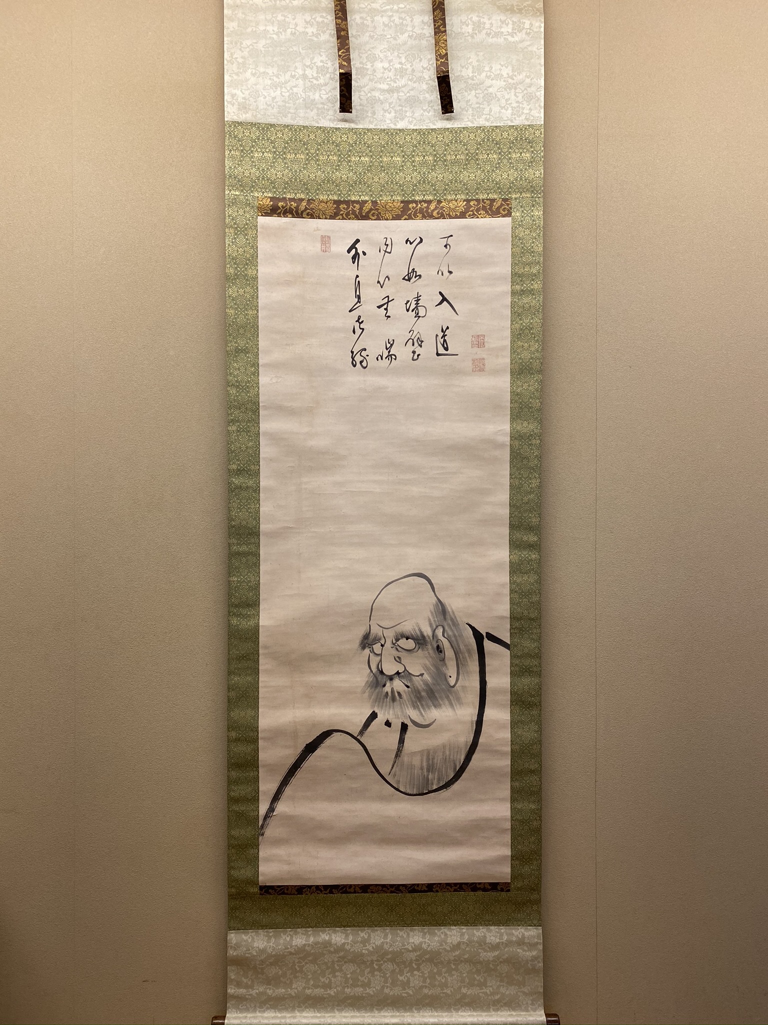 真作/紀治直（画）/東福寺/臥雲指月（賛）/梅画賛/布袋屋掛軸HD-746 真