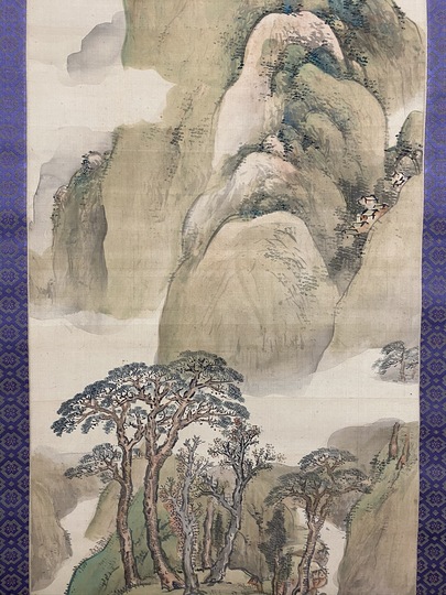 谷文晁 青緑秋景山水図｜古美術・掛け軸の販売・買取・鑑定-松本松栄堂