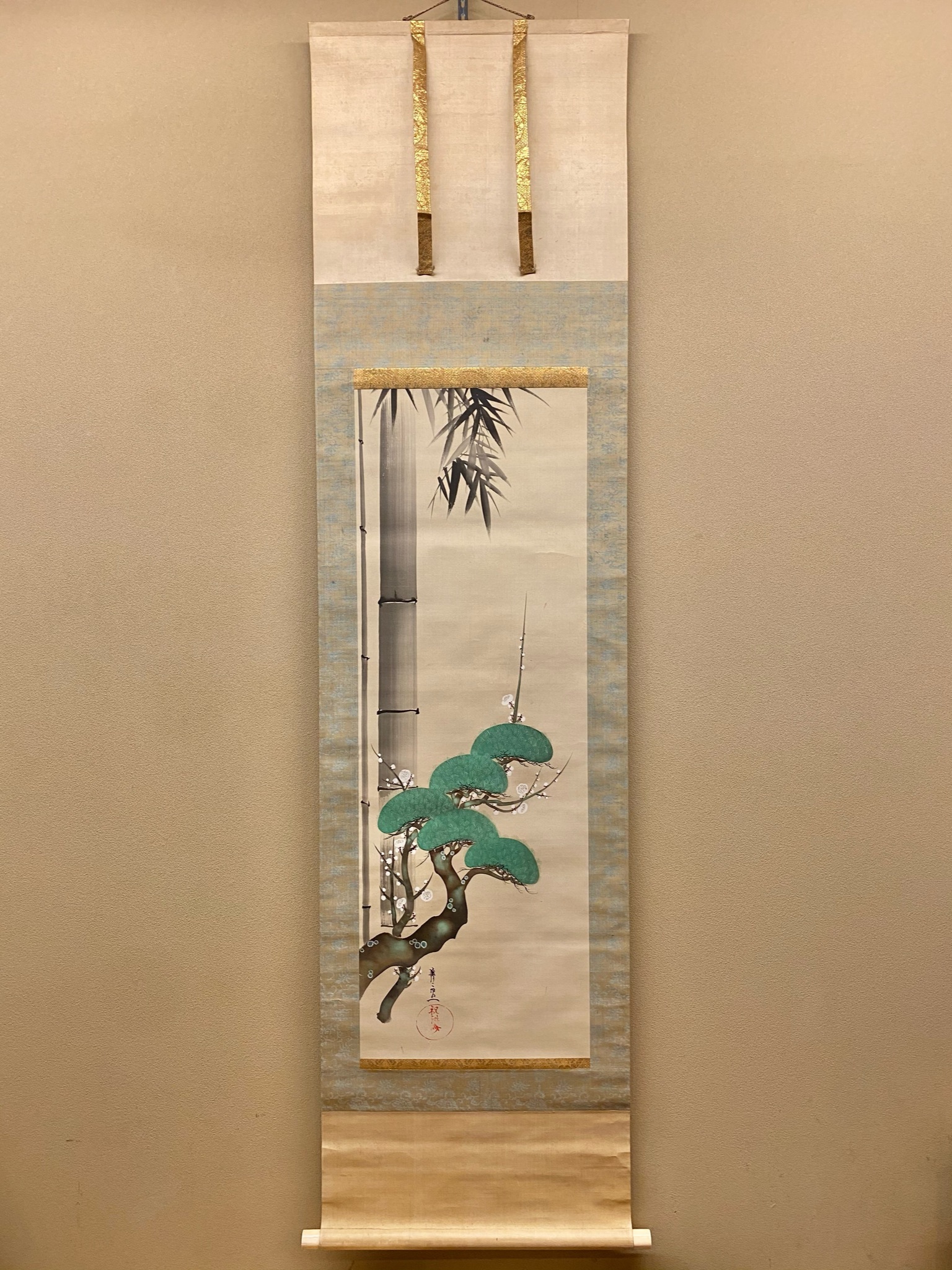 真作/全提要宗/伝衣室/田家の梅画賛/梅花図/竹図/掛軸/名家伝来/AE-200