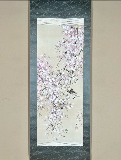 菊池芳文 枝垂桜群雀｜古美術・掛け軸の販売・買取・鑑定-松本松栄堂