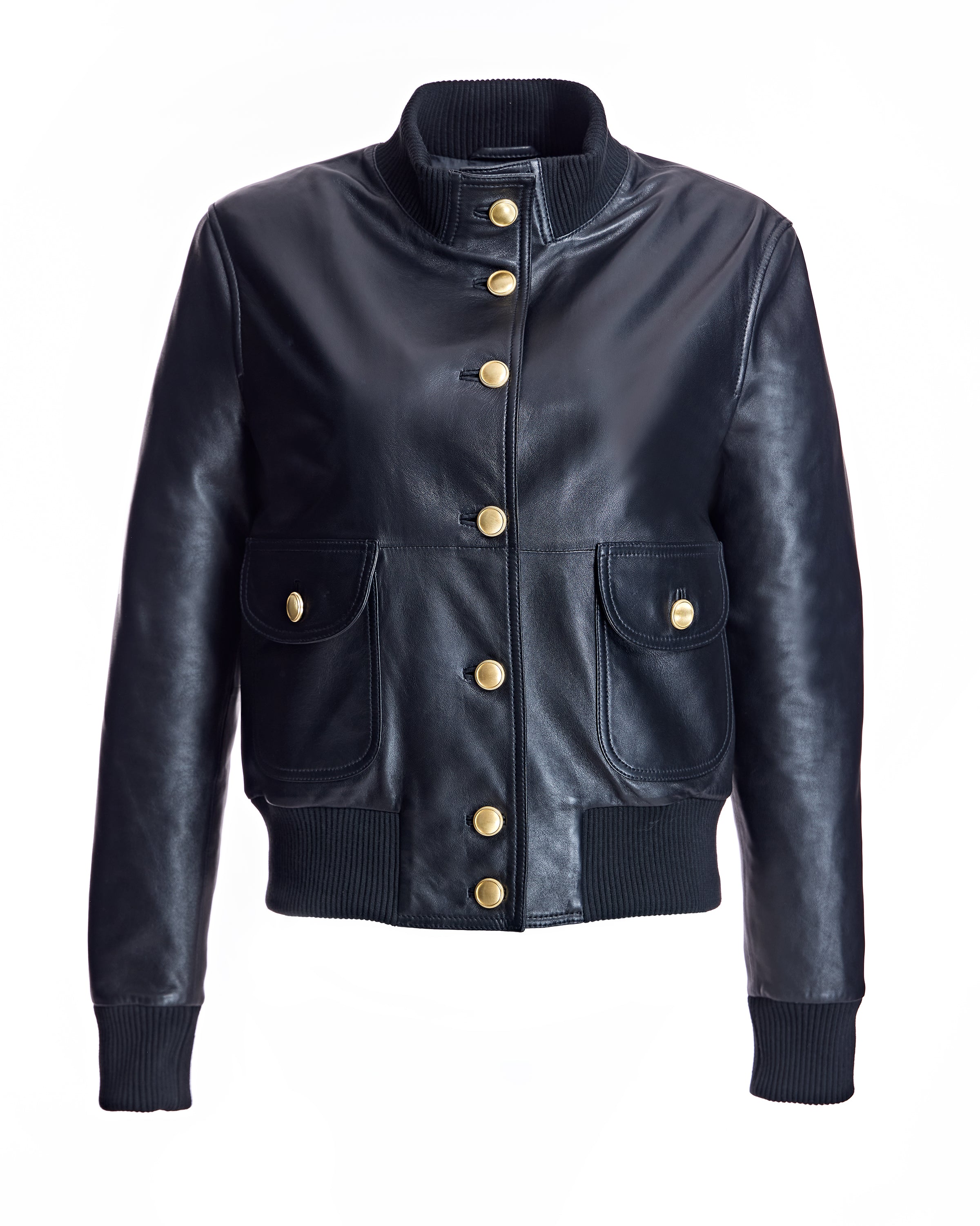 Buttoned Leather Bomber – Maximilian