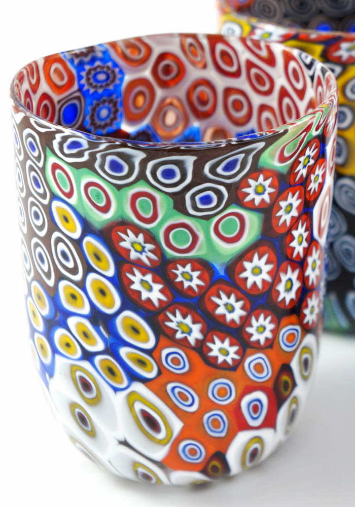 ユニ機MURANO ムラノガラス22CM水差し花瓶 イタリア ミルフィオリ ユニ