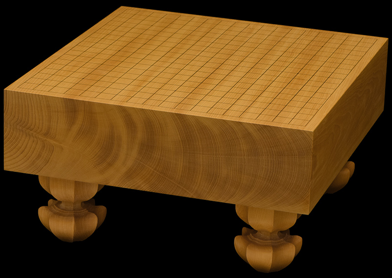 国産本榧足付碁盤 3寸8分（天地柾） ga30011 | 前川榧碁盤店