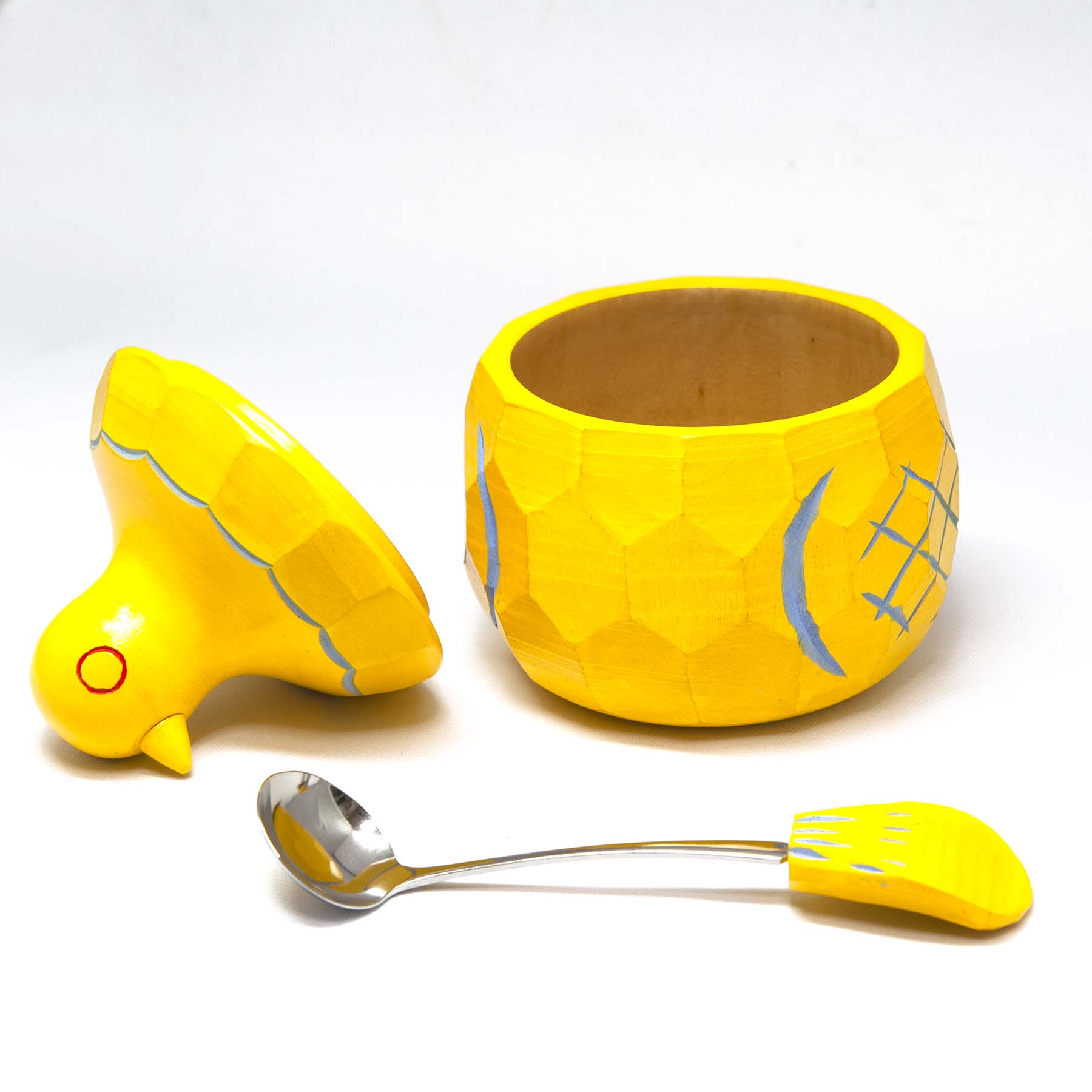 鳩の砂糖壺（黄） | ギャラリーまきの 信州の木製品と美術工芸品販売の