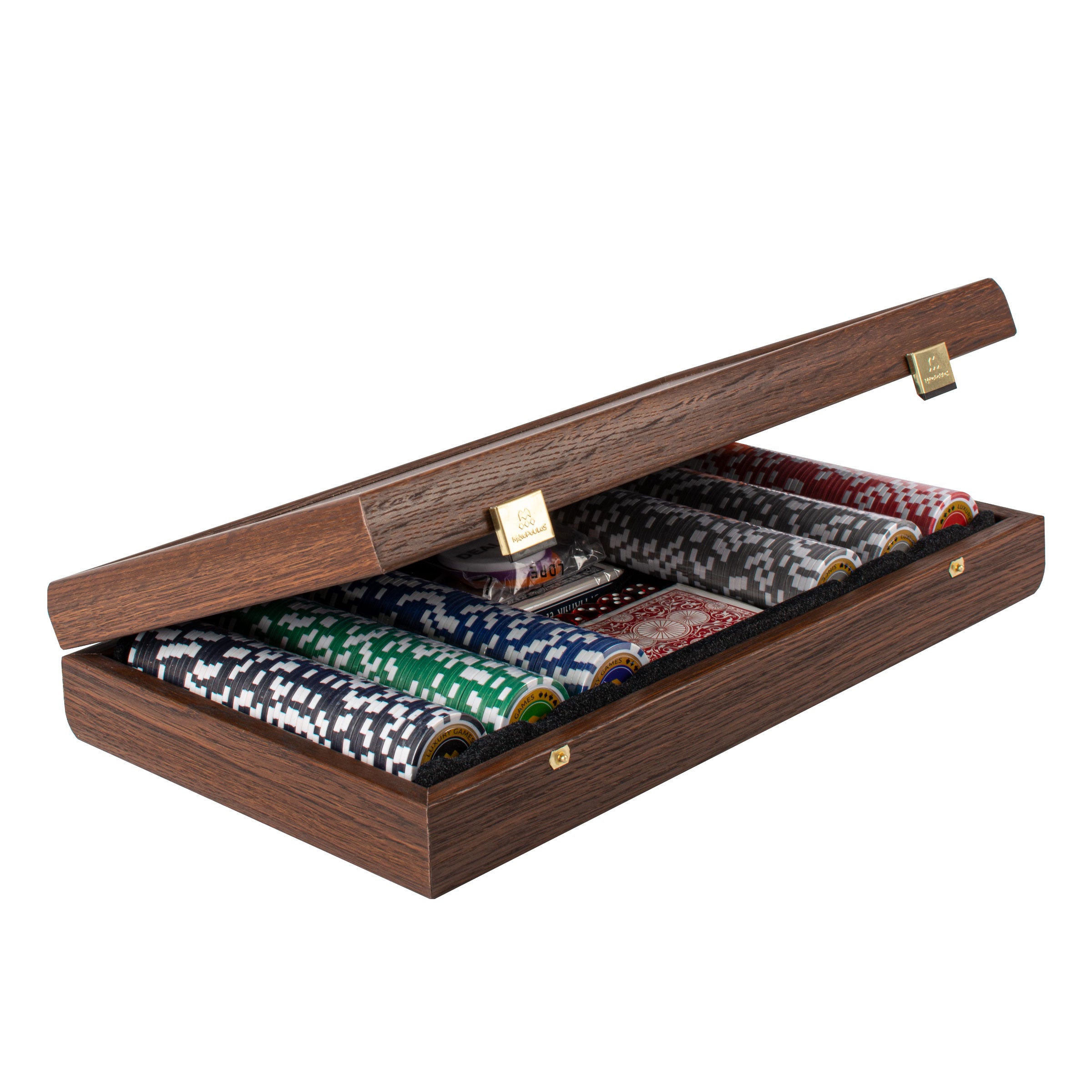 Luxury Poker Set in Dark Walnut Wooden Replica Case | MANOPOULOS