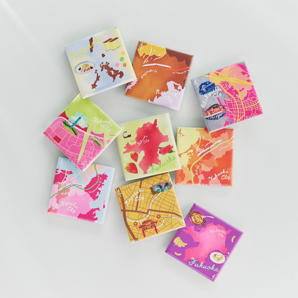 SJ Market限定 都市マグネット3個セット タイルマグネット（3個）/福岡