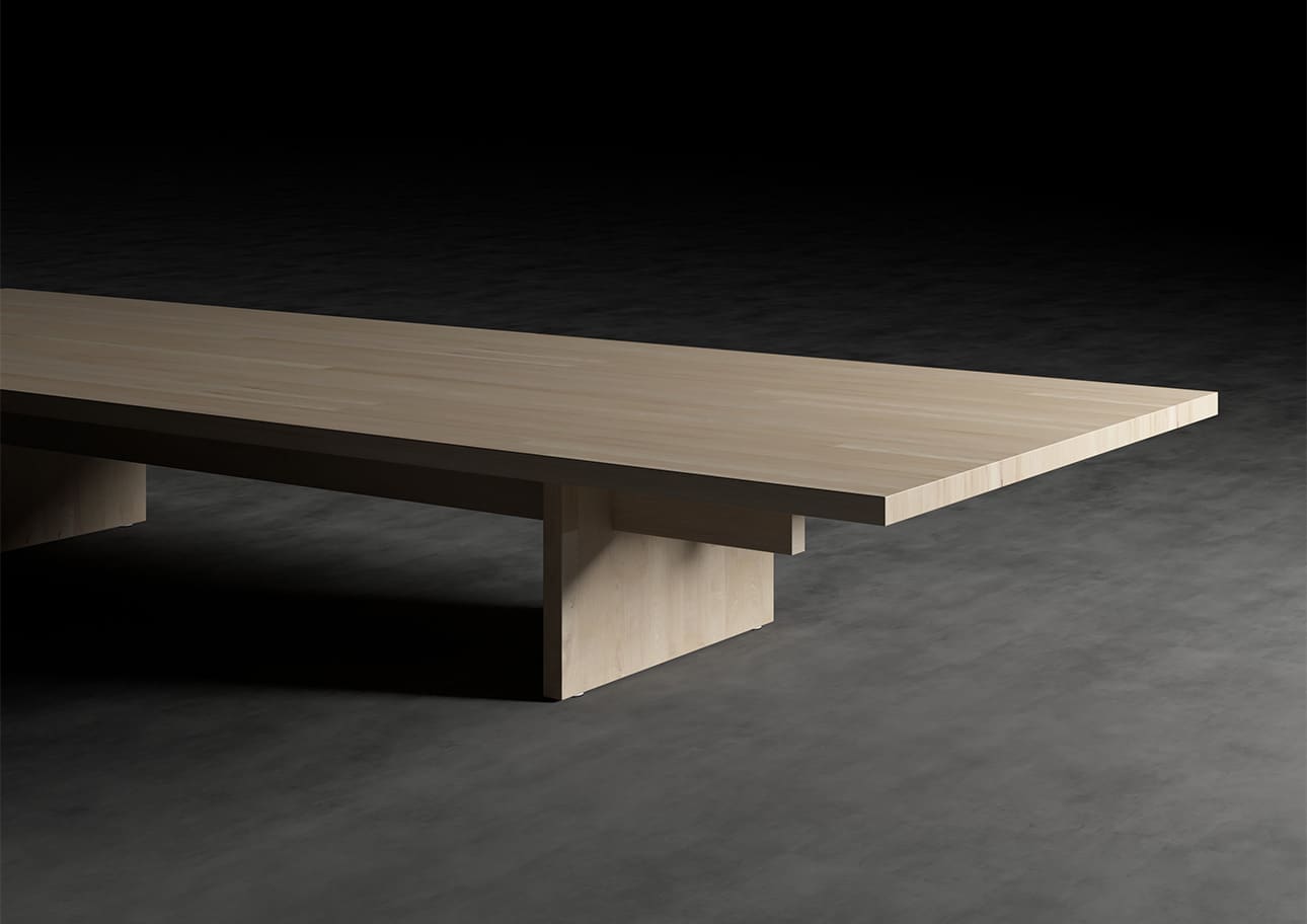 座卓 木製脚 幅2400×奥行900㎜ ラバーウッド（クリアー）リビング