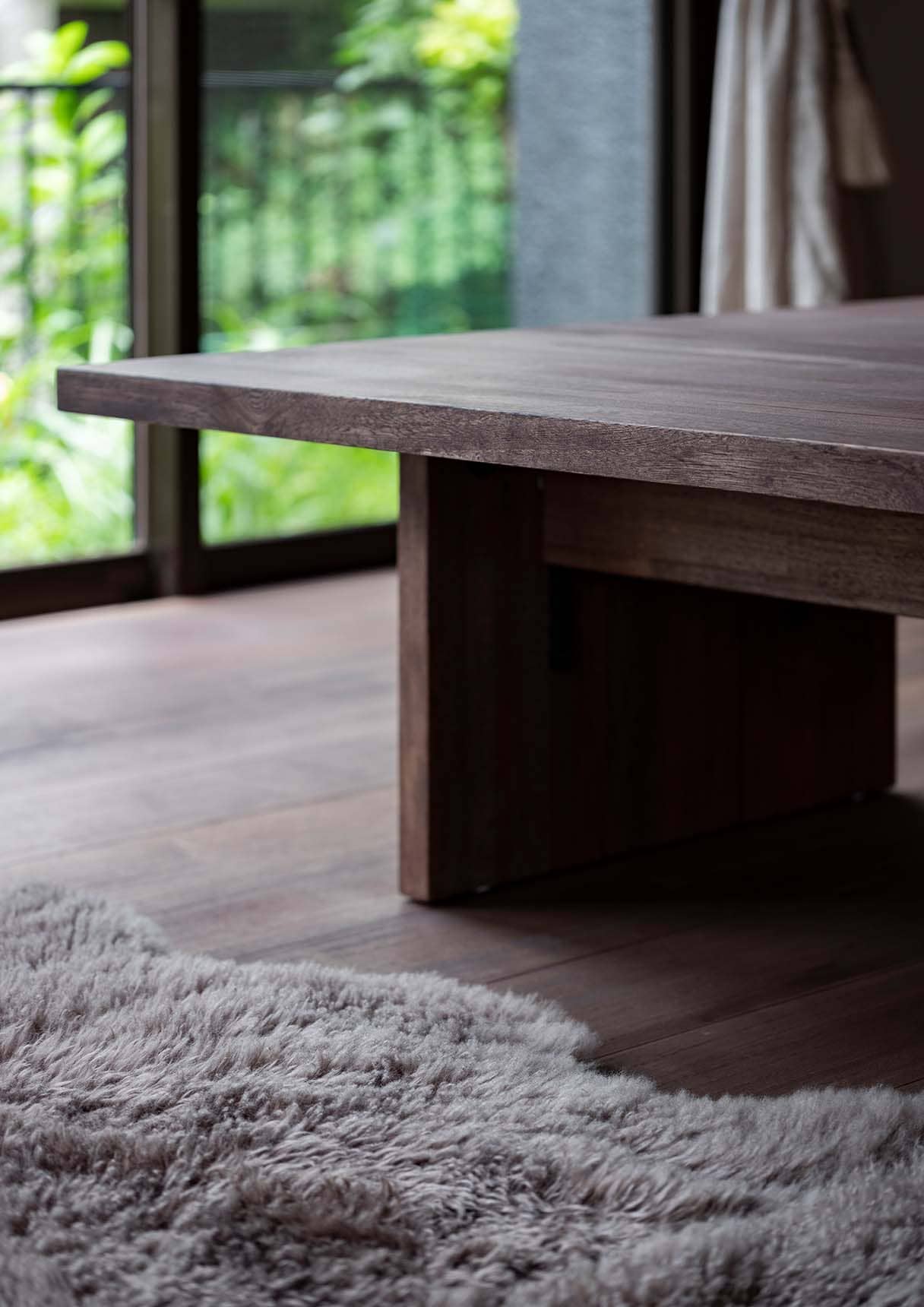 座卓 木製脚 幅1800×奥行900㎜ ラバーウッド（ブラウン）食卓・ロー