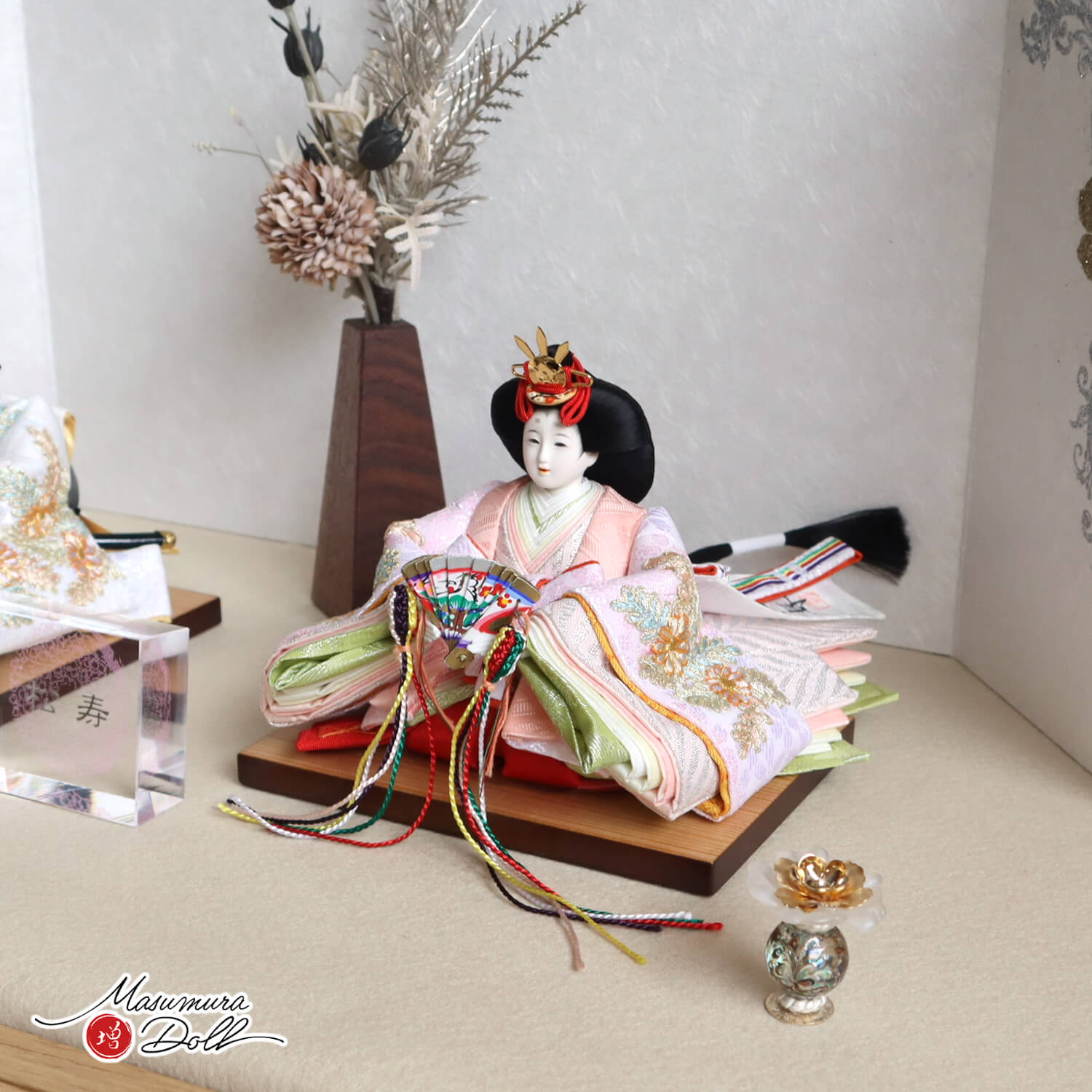 最新作】 小出松寿作 柳 親王 京刺繍 「菊花文様」頭師：市川伯英 ラメ