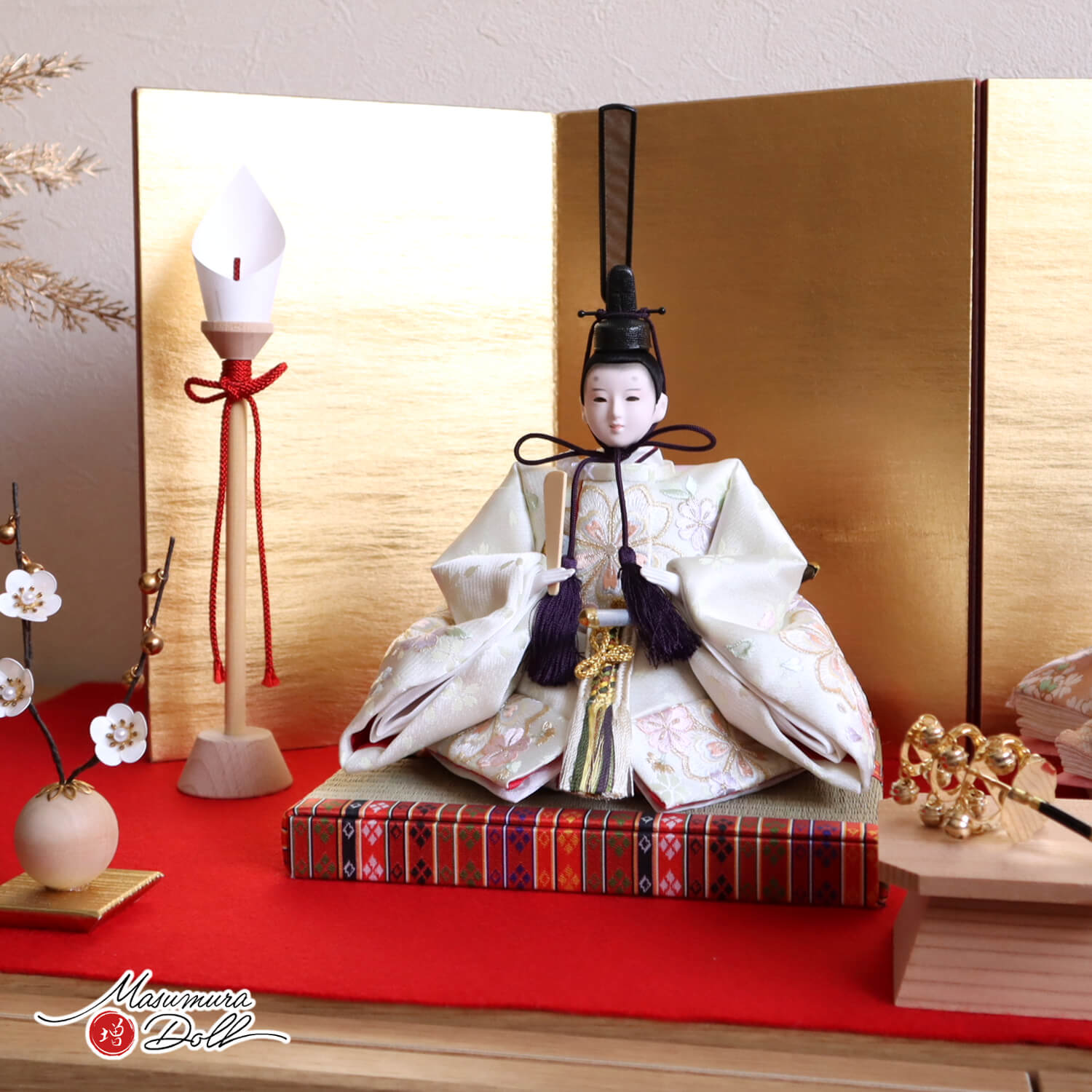 最新作 内閣総理大臣賞受賞作家 松宝作 25号 芥子 ホワイト 桜刺繍