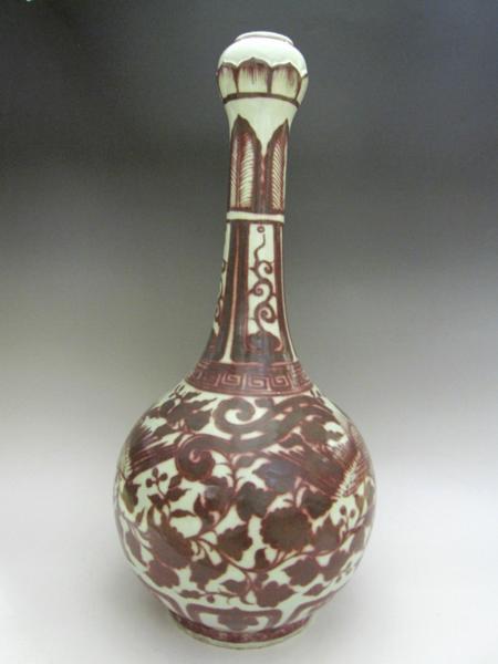 景徳鎮 釉裏紅鳳凰文瓶 【商品番号m-ke2019】