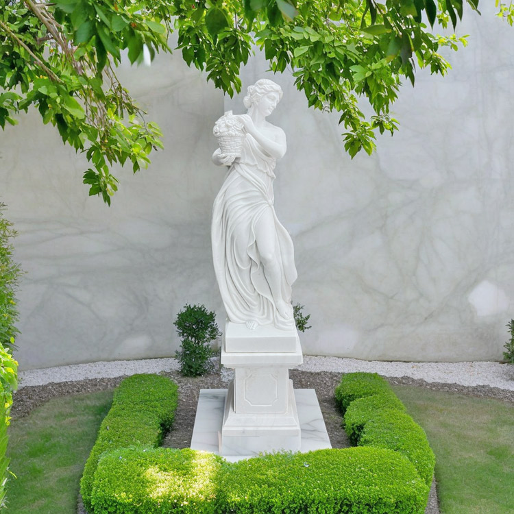 天然大理石彫刻 花かごを持つヴィーナス（春）｜女性像・ヴィーナス像