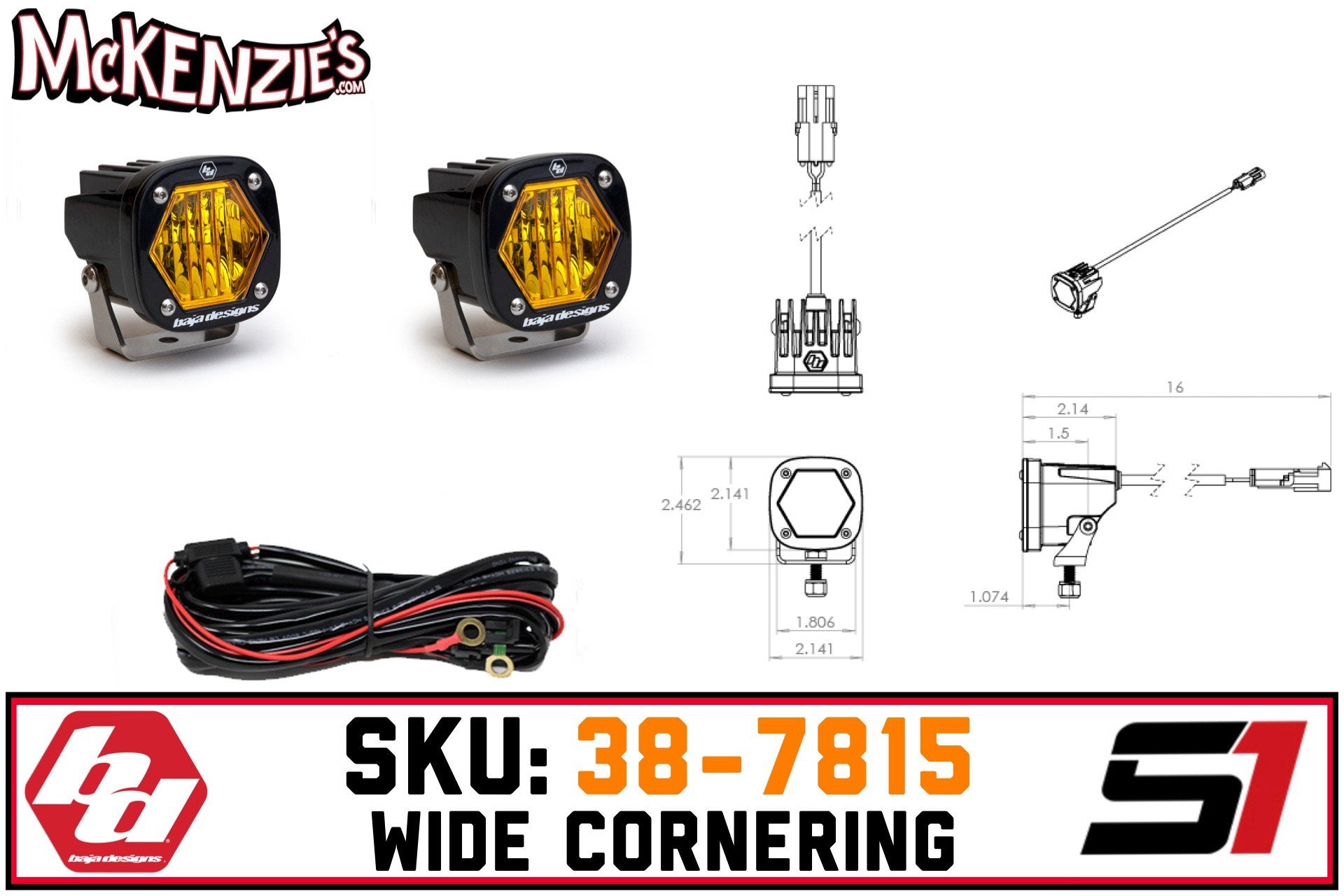 Baja Designs 38-7815 | S1 Wide Cornering | Amber LED| McKenzie's
