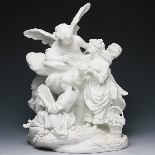 セーブル(Sevres) 白磁 人形置物 ビスケット 飾り物 恋愛教育【現物