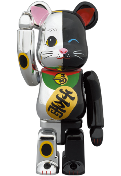 MEDICOM TOY - BE@RBRICK 招き猫 銀×黒 100％ & 400％