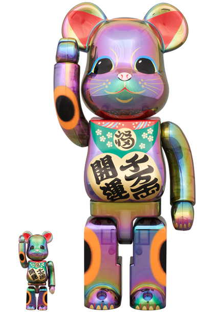 MEDICOM TOY - BE@RBRICK 招き猫 開運・千万両 黒透明メッキ 100％ & 400％