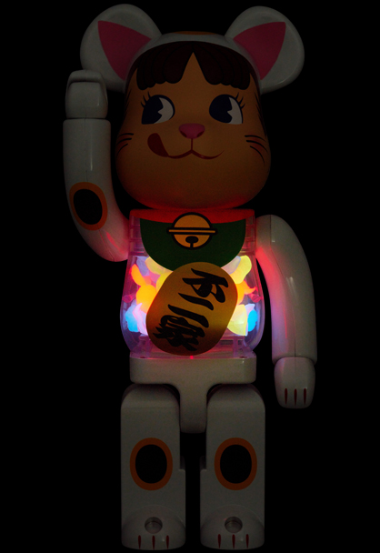 MEDICOM TOY - BE@RBRICK 招き猫 ペコちゃん 白メッキ 蓄光ミルキー