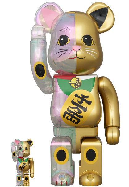 MEDICOM TOY - BE@RBRICK 招き猫 透明メッキ×金塗装 千万両 100％ & 400％