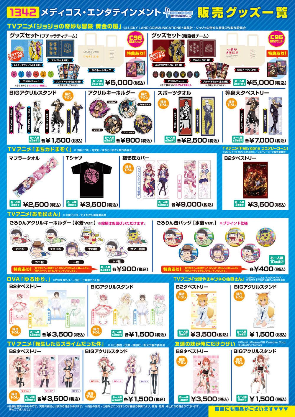 コミックマーケット96販売グッズ情報!!｜メディコス