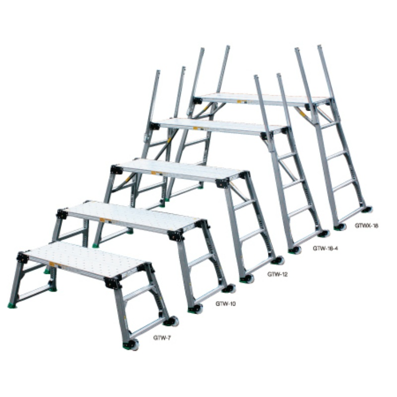 四脚調整式 可搬式作業台 GTW-16-4 400×1510×H1.20～1.60m キャスター