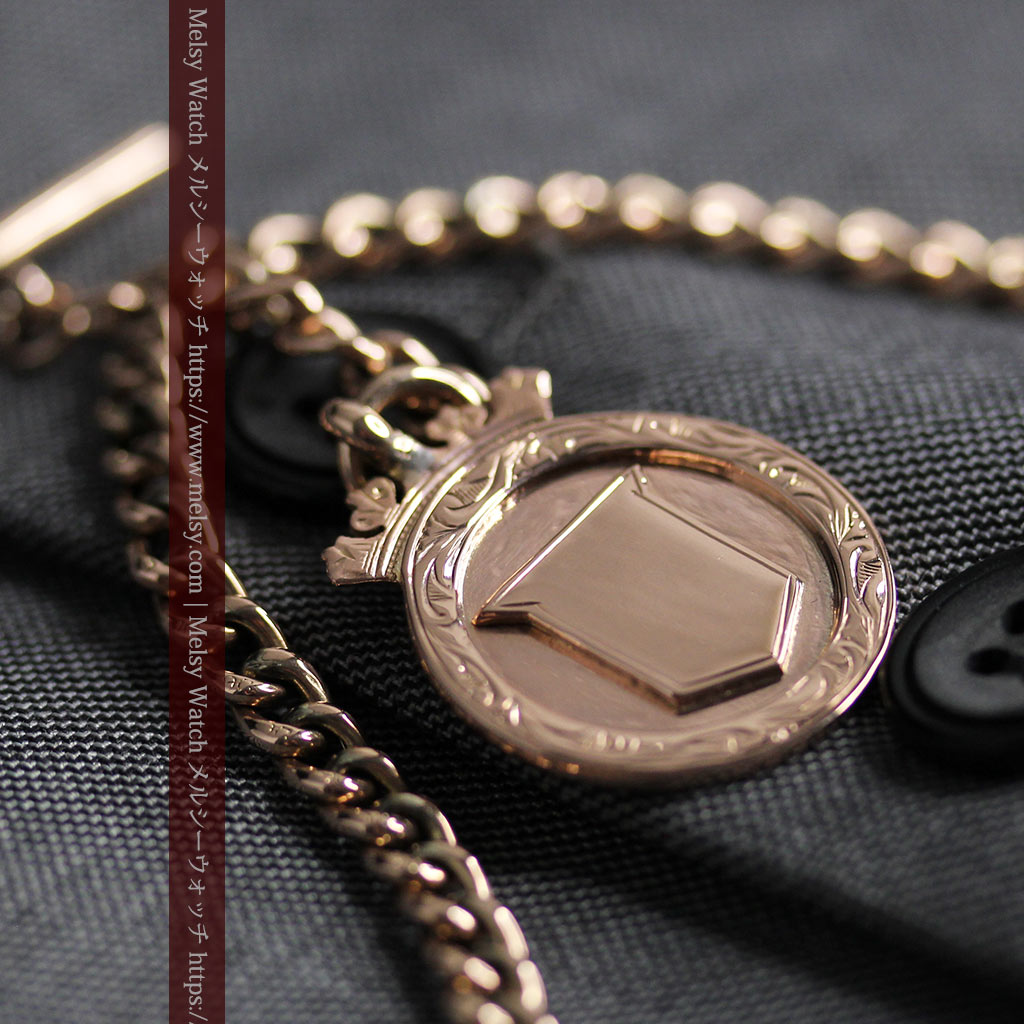 金無垢アンティーク懐中時計チェーン 盾の飾り 【1919年頃】