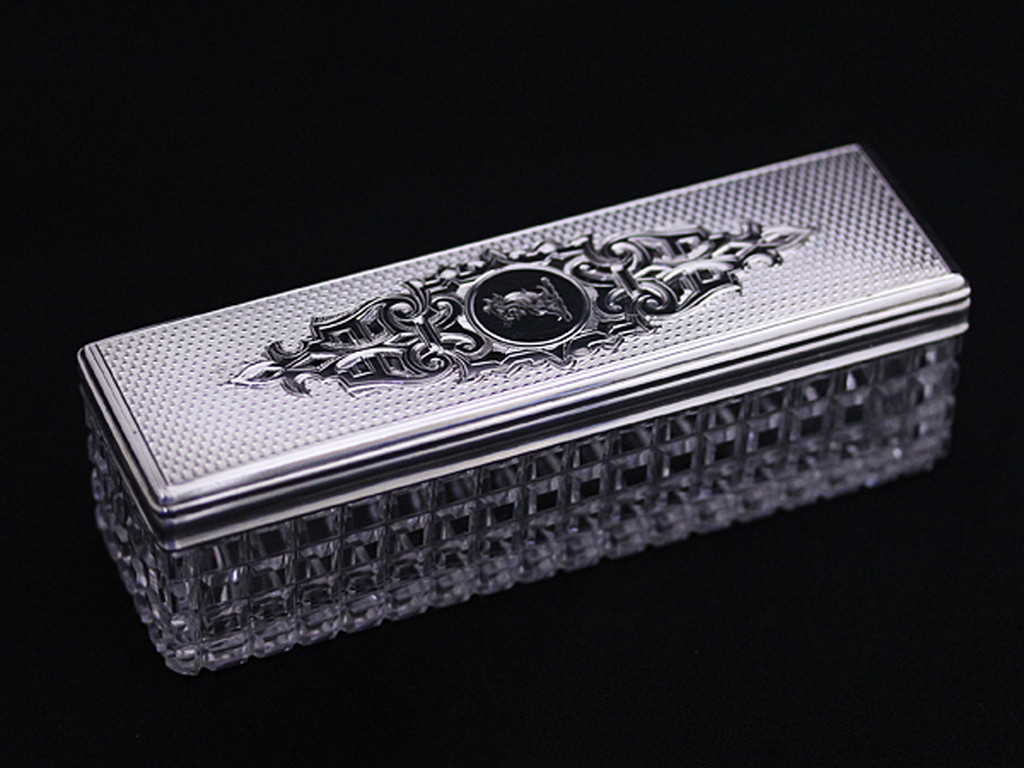 銀とガラス製の厳かなアンティーク小物入れ 【1860年頃】