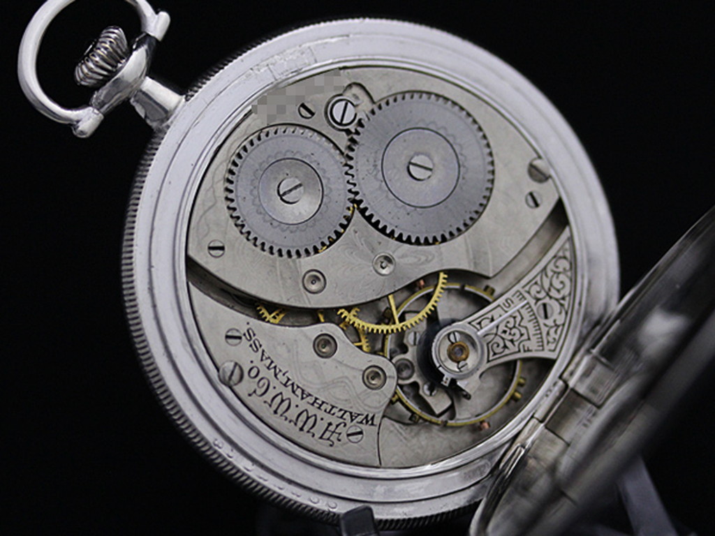 ウォルサム 銀無垢アンティーク懐中時計 金彩文字盤 【1919年製】