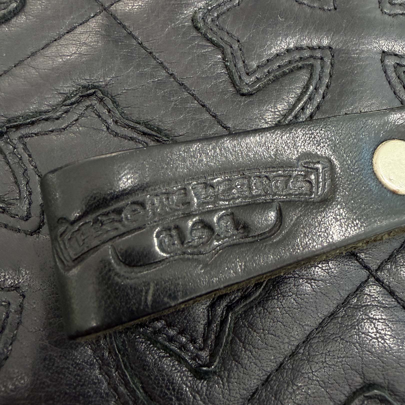 CHROME HEARTS Cross Ball Button Leather Belt Loop クロムハーツ