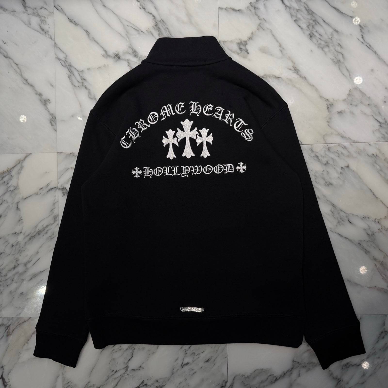 CHROME HEARTS Y NOT King Taco 3 Cemetery Cross Embroidery Half Zip
