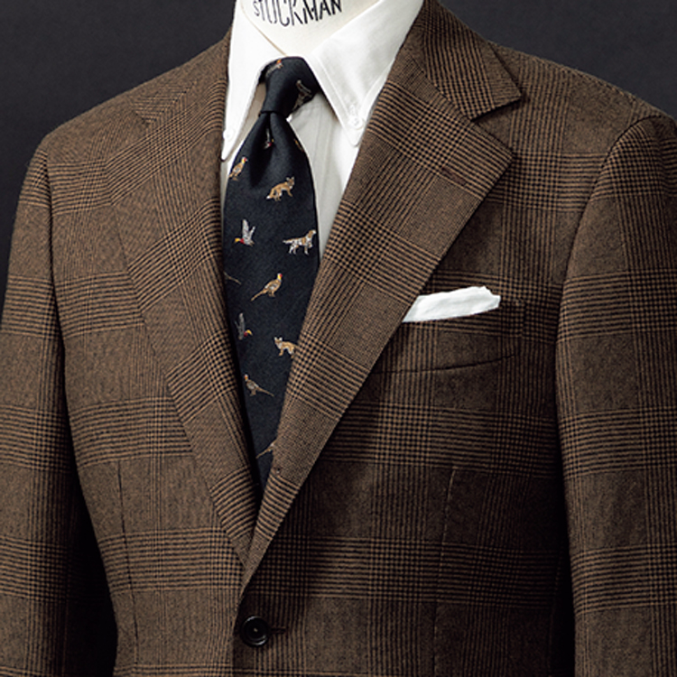 ブラウンチェックスーツの英国カントリー調の着こなし【1分で出来る